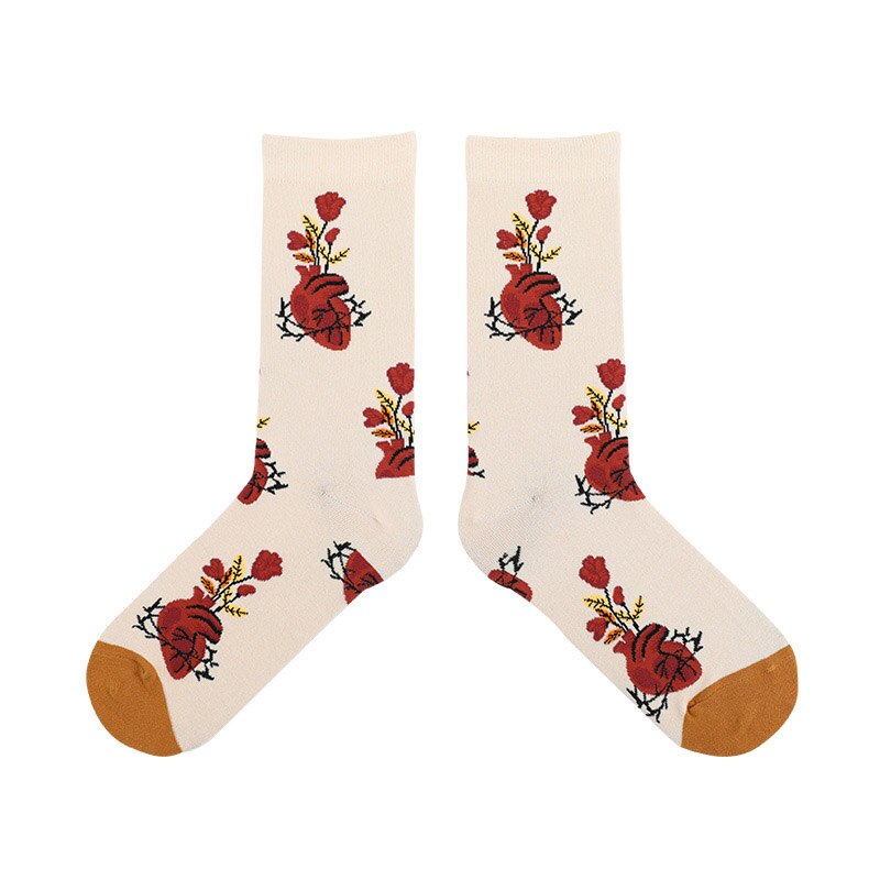 Konstprodukt harajuku love peace tecknad par strumpor hip hop trend andas halkskydd glada strumpor: 3