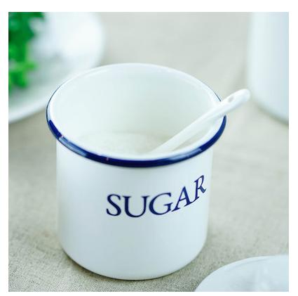Emaille Witte Suiker Blikken Koffie Kruiden Blikjes Keuken Voedsel Containers Eenvoudige Suikerpot
