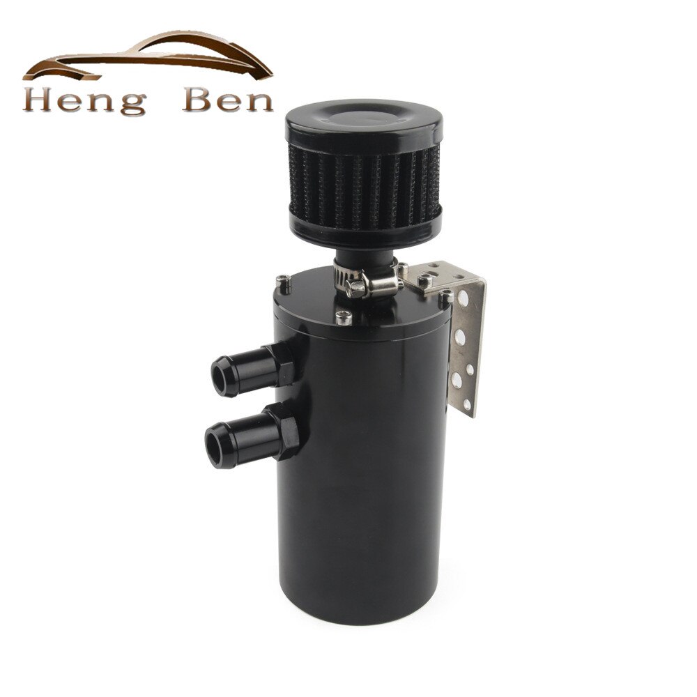 Oil Catch Tank Reservoir Can 2-Port With Breather Drain Valve Aluminum Universal