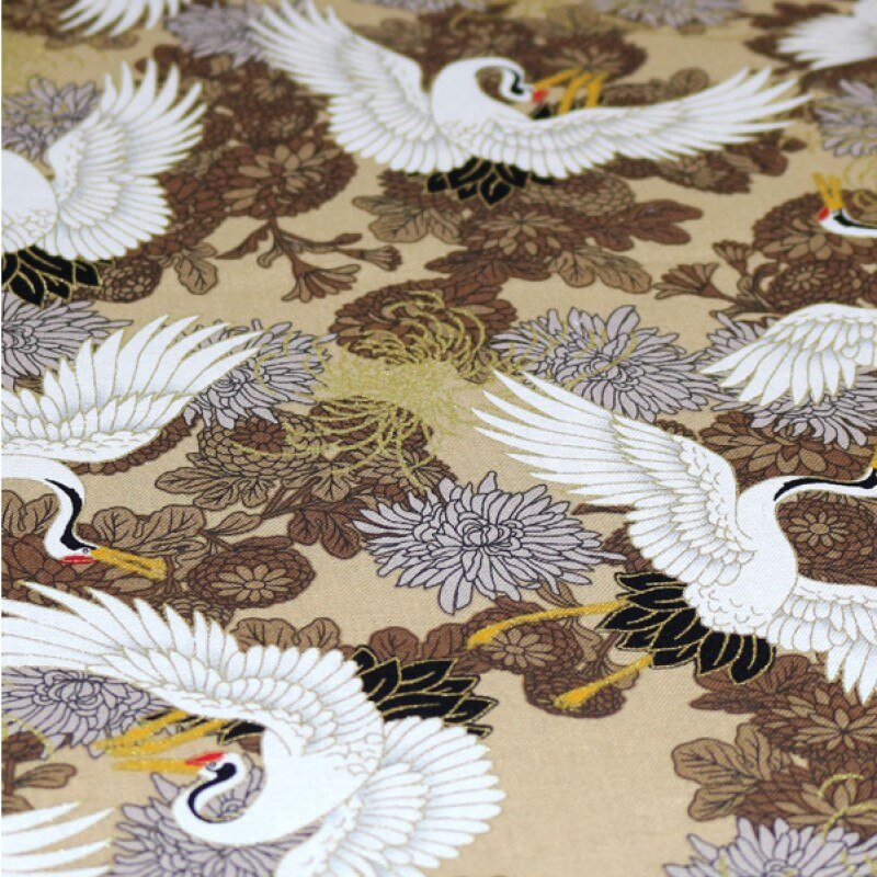 Pañuelo de estilo japonés Furoshiki, Material de tela de algodón, patrón de grúa, un lado impreso, Bento, para envolver, muchos usos, 2 piezas