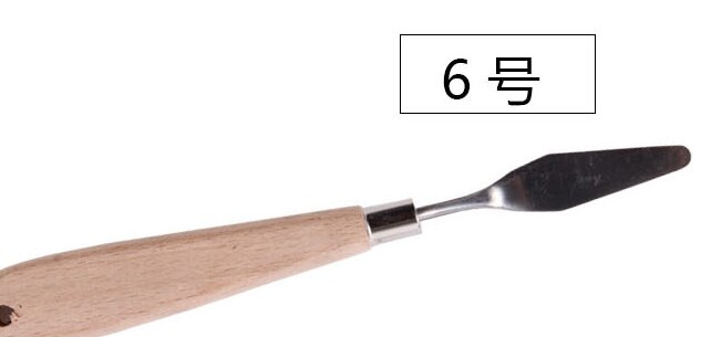 Paleta de cuchillos de para pintar espátula de acero inoxidable, mango de madera, suministros de arte para artista, pintura al óleo de lona, mezcla de colores: 6
