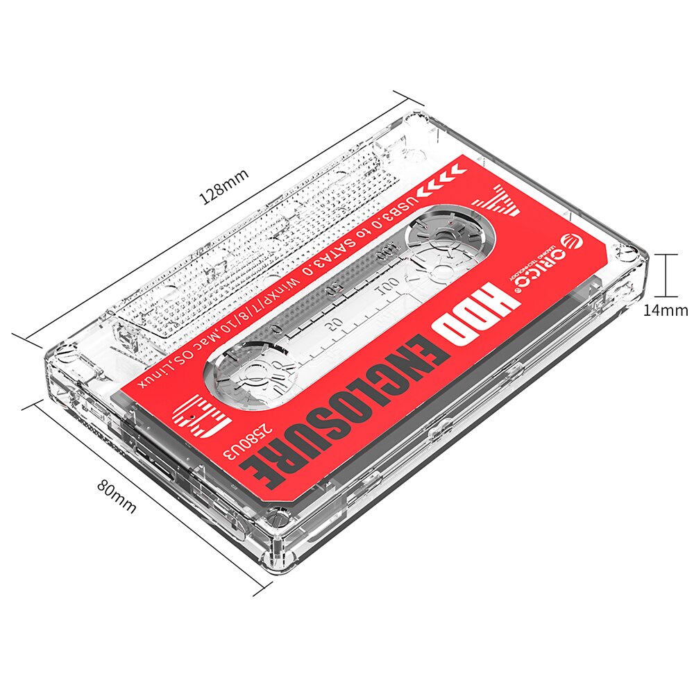 Transparent HDD Case DIY Stickers for 2.5'' SSD Hard Drive Case USB3.0 HDD Enclosure External HDD Cassette Tape: 1pc