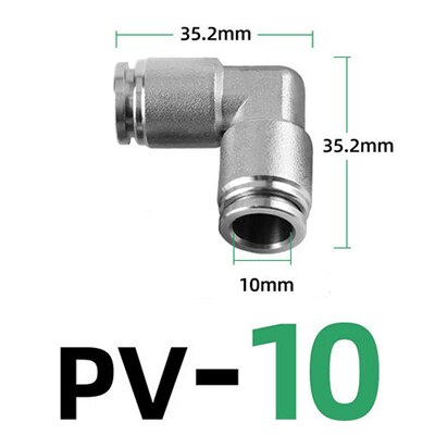 PV304 stainless steel metal pneumatic connector 4 6mm 8mm 10mm 12mm elbow 90 degree push-in quick connector release air fitting: PV-10