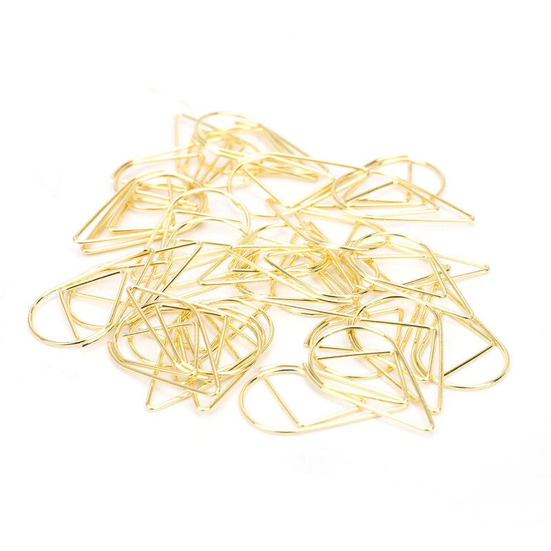 Lot de 30 trombones en métal en forme de feuille de couleur or et argent, kawaii, mignon, marque-page, papeterie scolaire et de bureau: Or