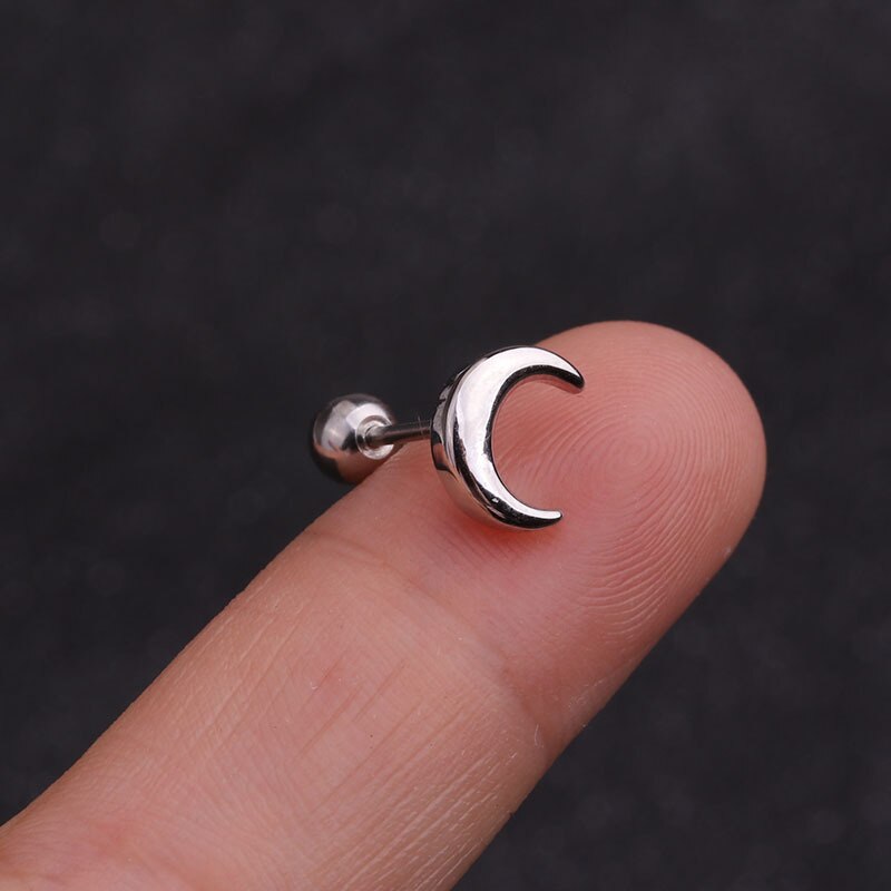 1Pc Goud Zilver Kleur Rvs Oor Kraakbeen Helix Schroef Terug Earring Stud Cz Tragus Roek Conch Piercing Sieraden: silver  style 06