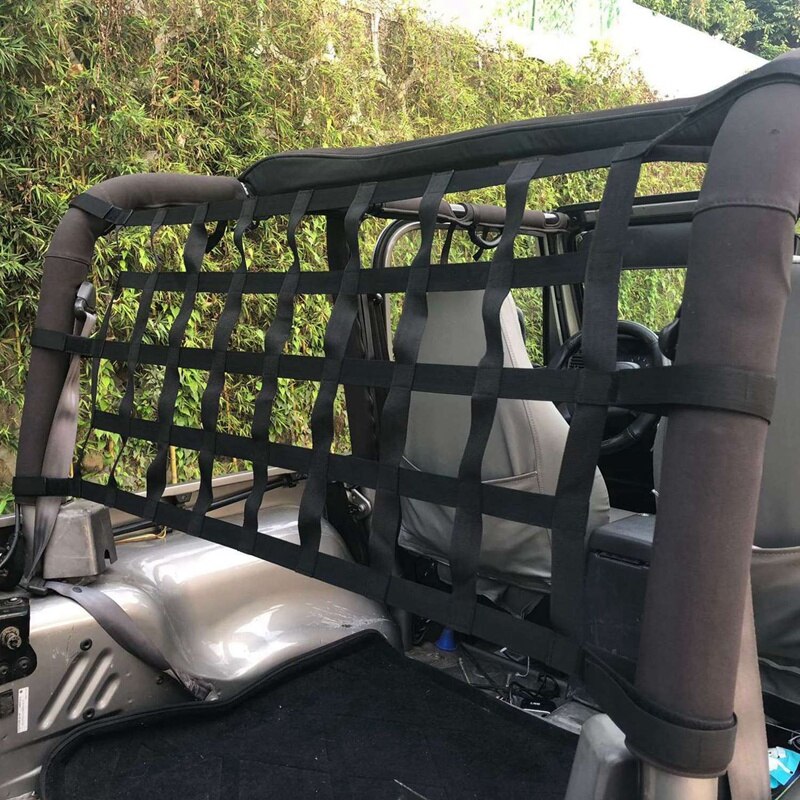 Oxford tyg tak förvaring hängmatta tak skyddsnät 4 x 10 mesh för jeep wrangler & vindruta solskydd pad matta