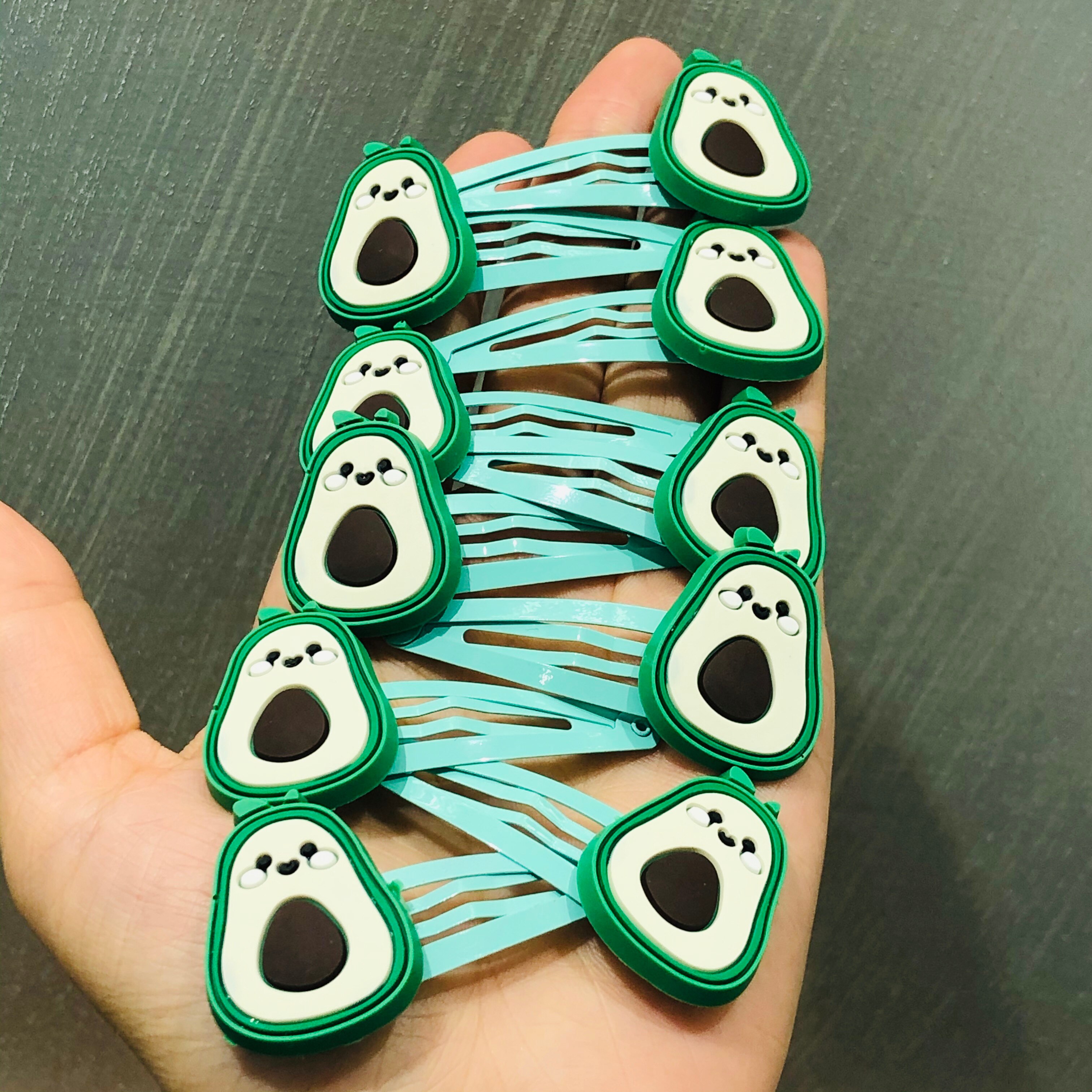 Horquillas de aguacate con fruta Kawaii para niña, pinzas para el pelo, pasadores, accesorios para el cabello, 10 unids/set por juego