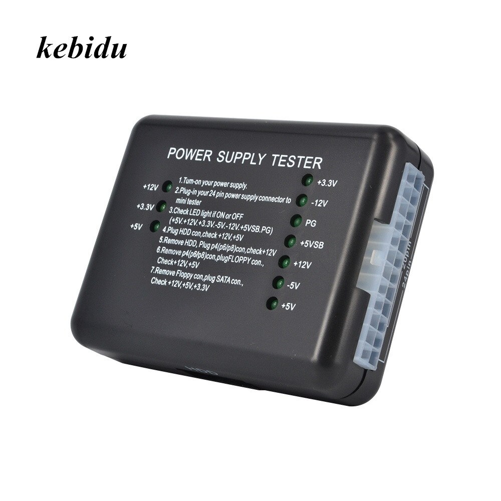 Kebidu ATX SATA HDD Poder Supply Tester LED Indicação 20 24pin PSU Ferramenta De Diagnóstico teste para Ânodo Cátodo 12 V 5 V 3.3 V