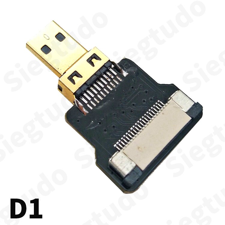 FPV Micro Mini HDMI 90 Degree Angled Adapter FPC Flat Cable Pitch 20pin Plug Connector: D1 Adapter