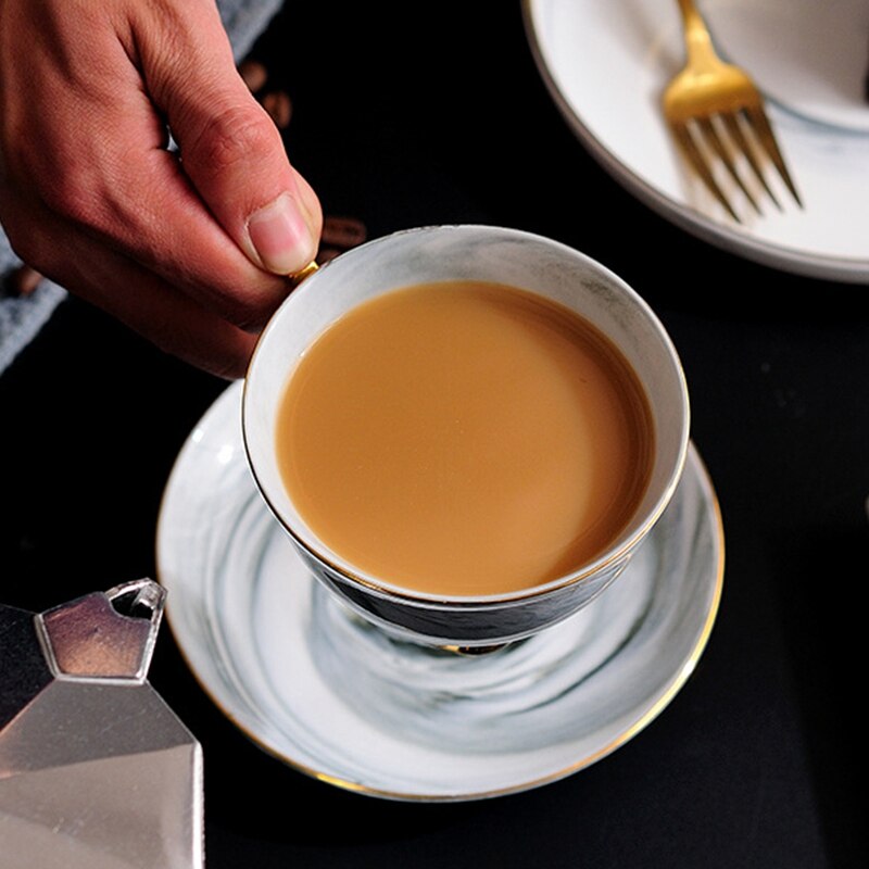 Marble Phnom Penh Ceramic Coffee Cup and Saucer Set Afternoon Tea Cup Lovers