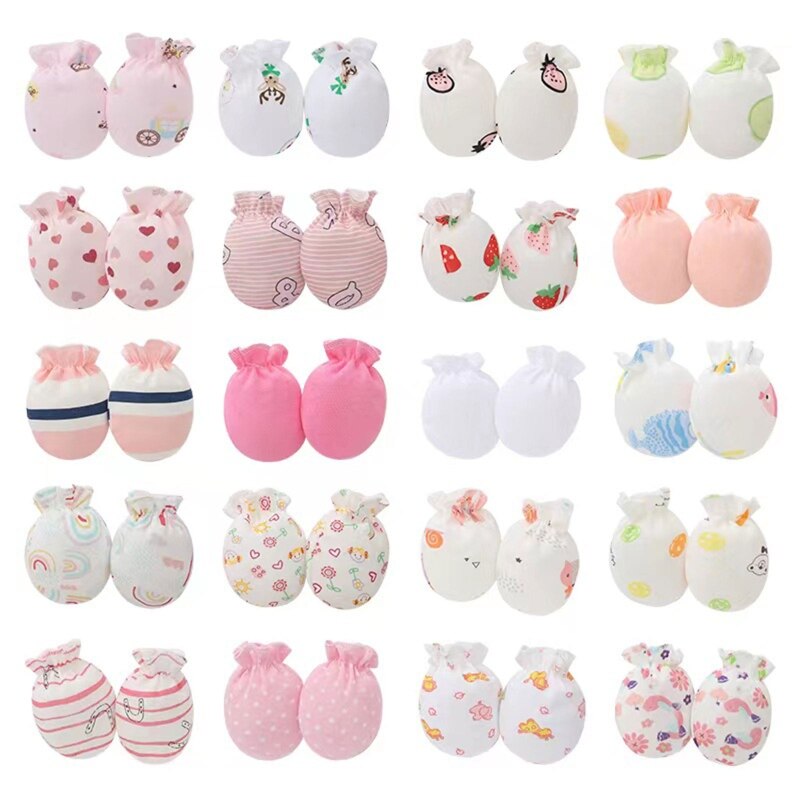 20 Pairs Baby Anti Scratching Soft Cotton Gloves Newborn Protection Face Handguard No Scratch Mittens Infants Supplies: Black