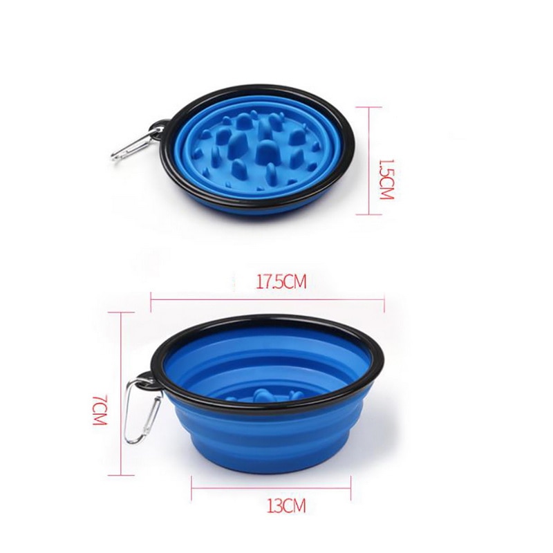 Image showcasing Silicone Collapsible Pet Dog Bowls Slow Feeder Ant... – Grandado