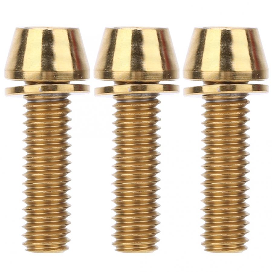 Pack de 3 tornillos para eje de bicicleta, de aleación de titanio, para manillar y sillín de bicicleta, Freno de disco de ciclismo: Golden M6x20mm