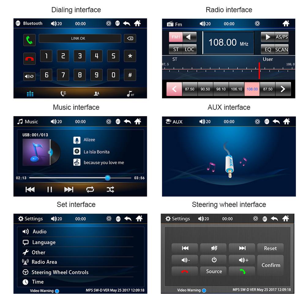 Double 2 DIN Car Radio 7 inch Display Multimedia Bluetooth AUX Auto Stereo Head Unit Touch Screen HD Multimedia Players