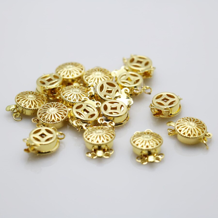 10PCS Fitting Accessory Snap 2Row Button Clasp Metal Accessory Silver-plate For Necklace Bracelet Machining Women Jewelry Making