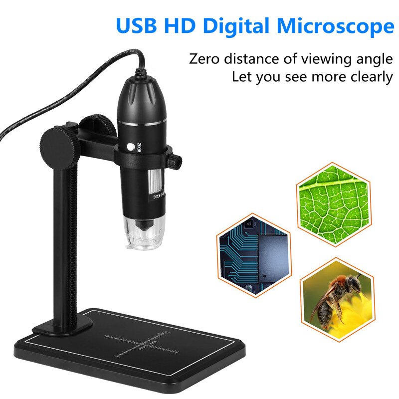 Adjustable 1000X/1600X USB digital microscope camera 3 in 1 electron microscope with 8LED light zoom magnifying glass
