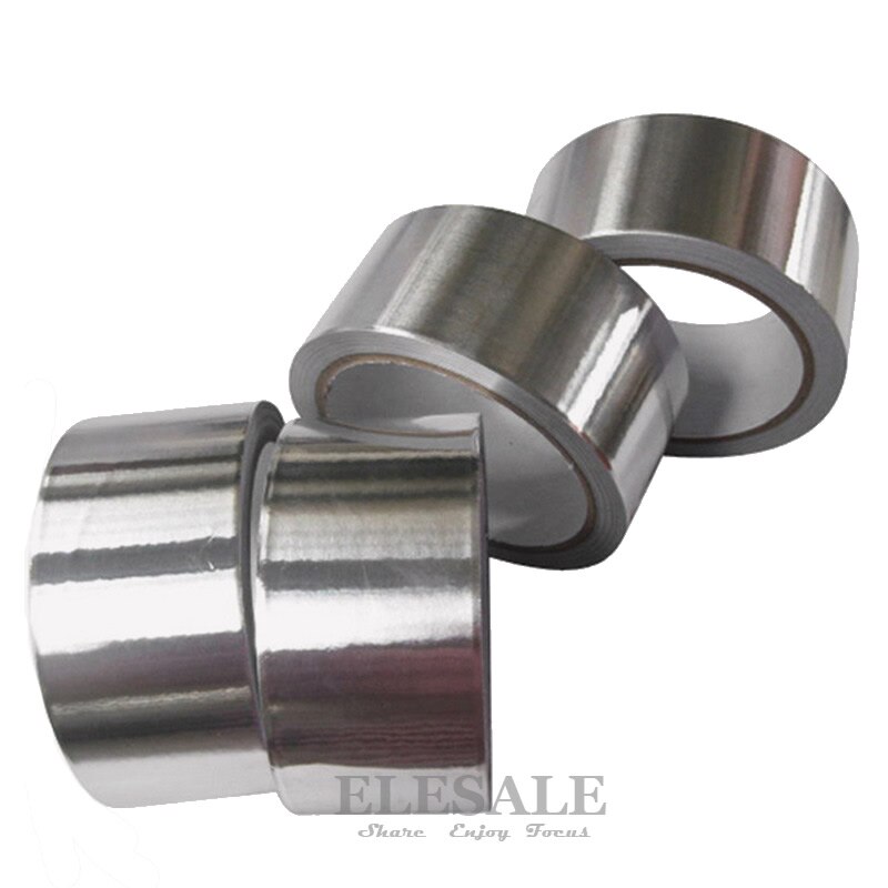 50M 1 Roll Waterdichte Zelfklevende Aluminiumfolie Tape Warmte Isolatie Vlam Slip Waarschuwing Tape Voor Buis Lek repareren
