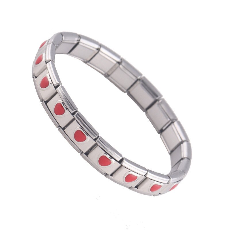 Femmes bijoux rouge amour coeur élastique énergie sport magnétique Germanium breloque italienne Bracelet acier inoxydable ST7: Default Title