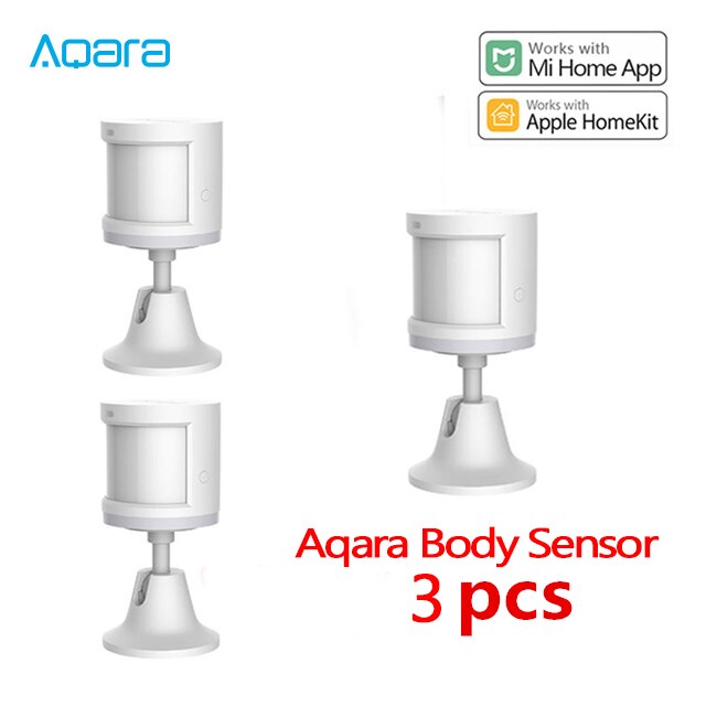 Xiaomi-Sensor de movimiento inteligente Aqara, Sensor de cuerpo humano, PIR, Wifi, conexión inalámbrica ZigBee, hub Mi Home APP: 3pcs body sensor