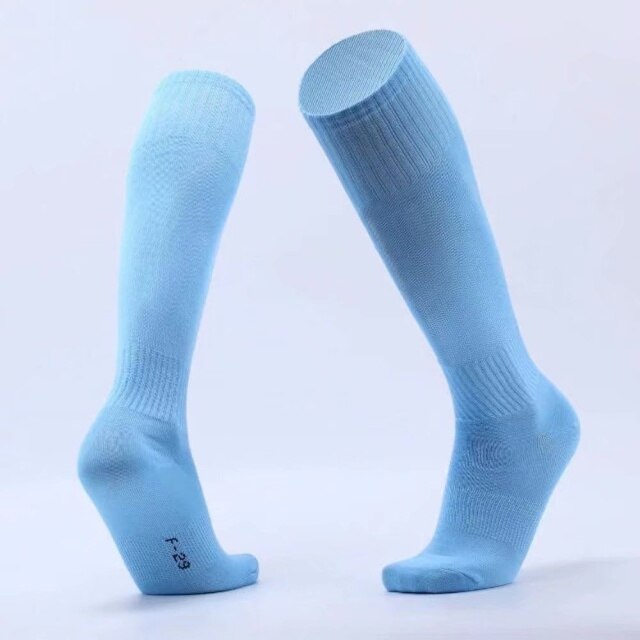 Professionele Voetbal Sokken Breathabl Voetbal Sokken Mannen Sport Sokken Polyester Calcetines Rugby Fietsen Volleybal Sokken: sky blue
