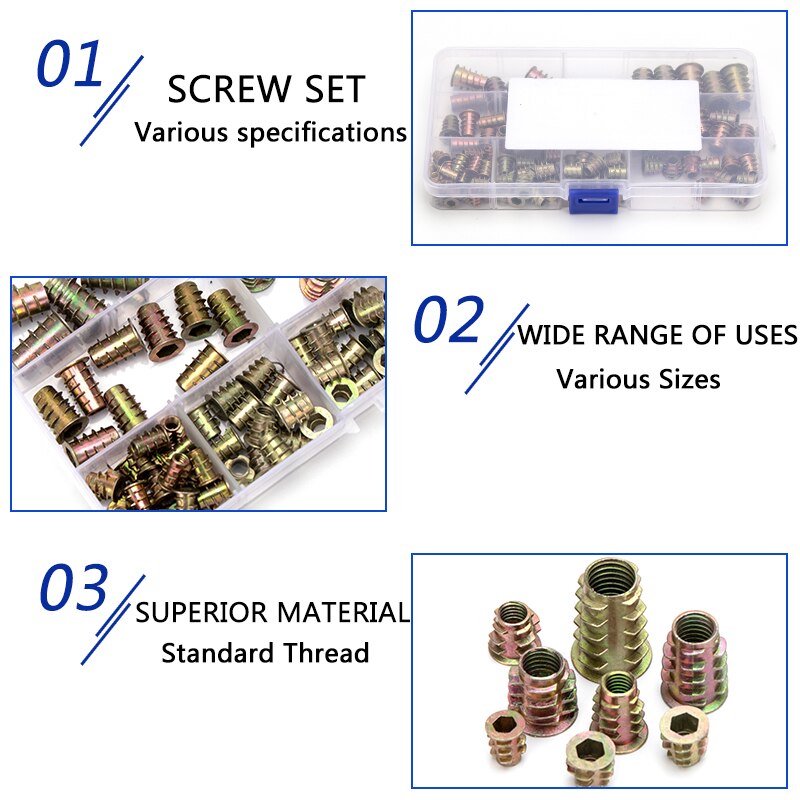 100 stuks zinklegering  m4 m5 m6 m8 m10 zeskant aandrijfkop moeren zinkmoerenset houten meubels meerdere maten verzinkte moeren assortimentset