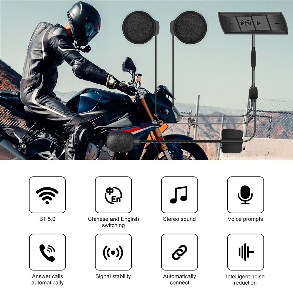 Motorhelm Bluetooth Headset Fm Radio Moto Waterdichte Draadloze Handsfree Hoofdtelefoon Muziek Speaker Auto Antwoord