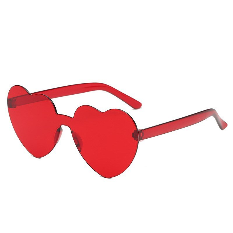 Mode Liefde Zonnebril Jelly Kleur Frameloze Mannen En Vrouwen Een Stuk Lenzen Zonnebrillen Motorcycle Riding Bril: Rood