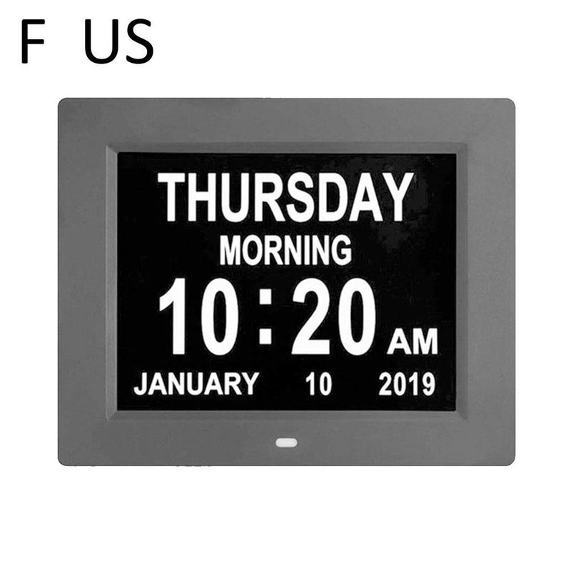 8 digital clock digital dia relógio led calendário hora data semana exibição visual com relógio para os idosos comprometimento adequado eletrônico t6a8: F