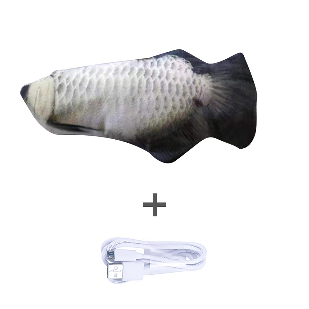 30/34CM Electronic Pet Cat Simulation Fish Toy USB Battery Charging Cat Chewing Playing Toy Biting Supplies Dropshiping: D with USB cable