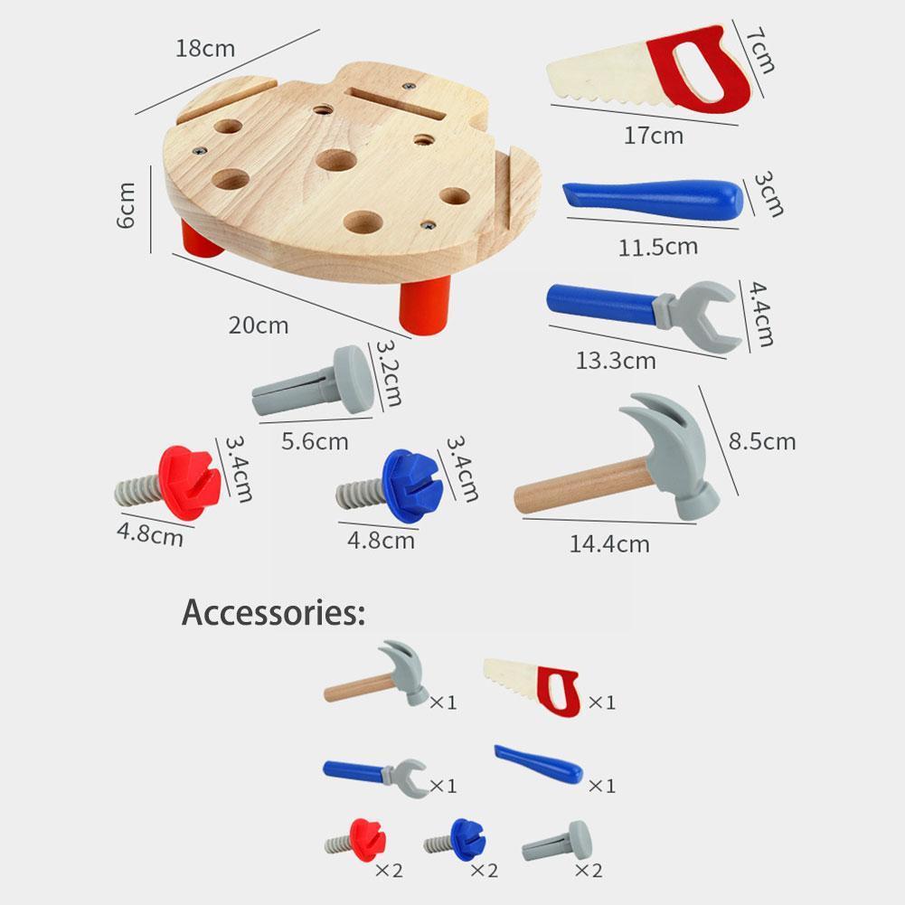 Banc à outils de Simulation en bois pour enfants, boîte à outils de Simulation, entretien du jouet démontage écrou bricolage combinaison de vis Q2W7
