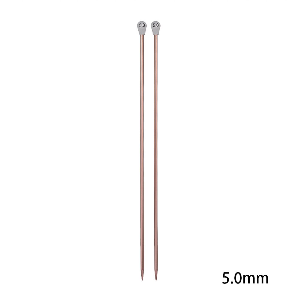 2Pcs/Set 2.0-12mm 35cm Single Pointed Knitting Needles Long Aluminum Straight Pins Colorful DIY Weaving Tool for Scarf Sweater: 5.0mm