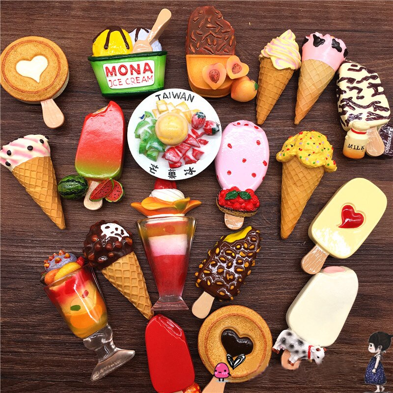 Creatieve Koelkast Stickers Kinderen Ijs Driedimensionale Hars Koelkast Magneet Koelkast Decoratie