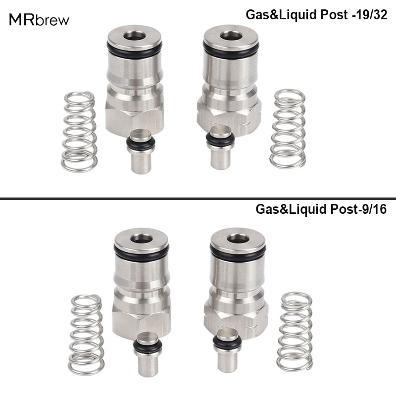 Poste de bloqueo de bola de barril tipo Cornelius, 19/32 "-18 & 9/16"-18 & Poppet hilo femenino, herramientas de acero inoxidable para Gas y líquido, accesorios de cerveza artesanal