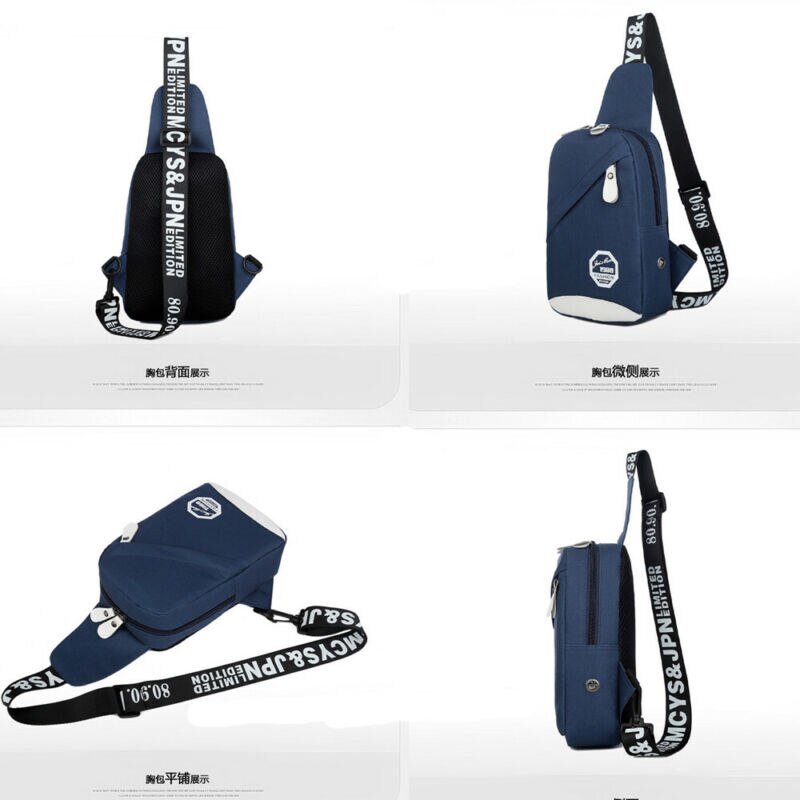 Heren schoudertas met usb-oplaadfunctie borsttas crossbody schoudertas messenger