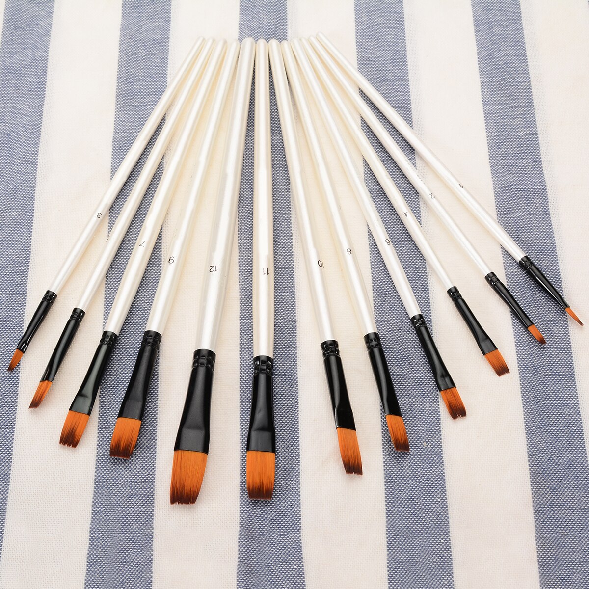 12Pcs Tip/Platte Penselen Penselen Set Kunstenaar Penselen Set Acryl Olie Aquarel Craft Art kit