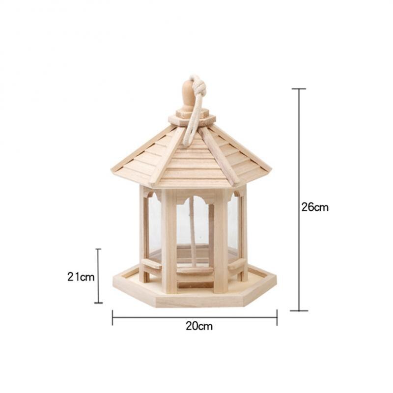 Bird Feeder House Shape Detachable Wooden Pet Birdhouse Outdoor Birdfeeders Hanging Bird House For Outside Garden Bird Feeding: Default Title
