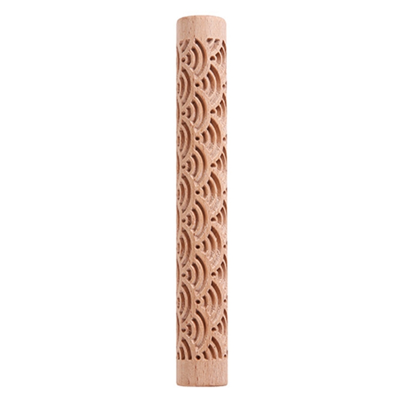 Embossing Rolling Pin Christmas Theme Pattern Engraved Wooden 3D Roller for Embossed Pastry Fondant Cake Dough Kitchen: Water Ripple