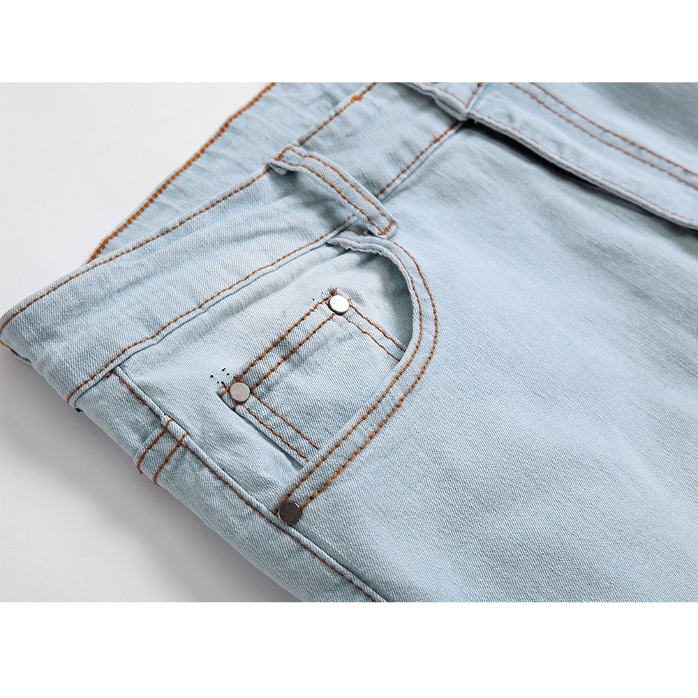 VOMINT Men Ripped Jeans Pants With Big Holes Slim Fit Stretchy Distressed Denim Trousers Plus Size 29-42