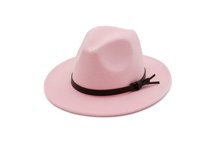De lana de las mujeres de Sombrero de cowboy del oeste Roll-up de ala ancha vaquera Jazz ecuestre Sombrero gorra con cinta delgada AD0853: Rosa