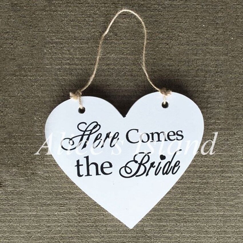Wedding signs flower girl signs Two side Printing Wooden signs Here comes the Bride decoration mariage