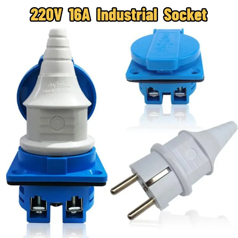 1 Uds enchufe Industrial impermeable enchufe europeo cobre enchufe europeo 220V 16A conector de alimentación eléctrica impermeable a prueba de polvo