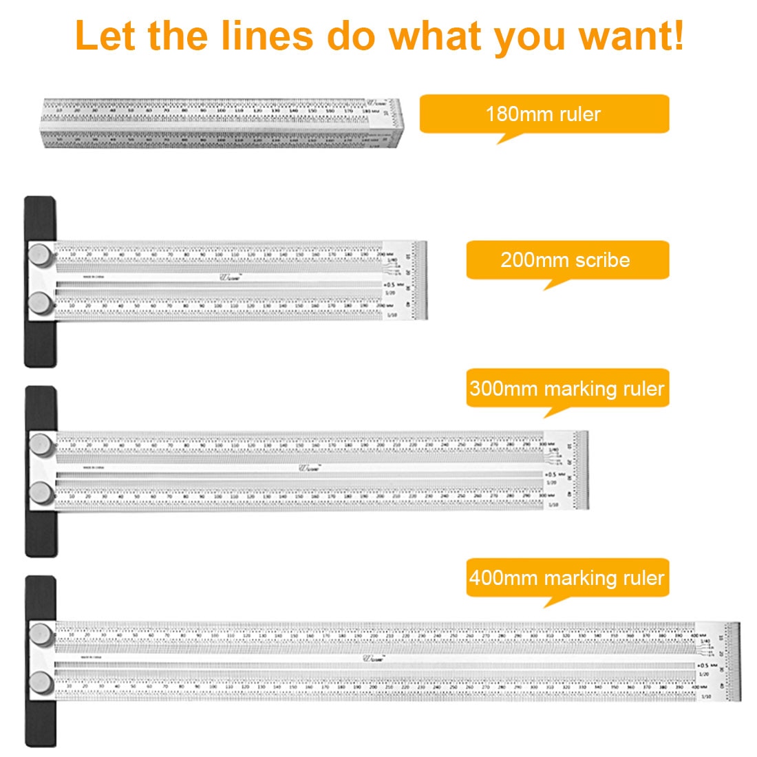 High Precision Scale Ruler T-type Hole Marking Ruler T-Rule Steel Woodworking Scribing Mark Line Gauge Carpenter Measuring Tool
