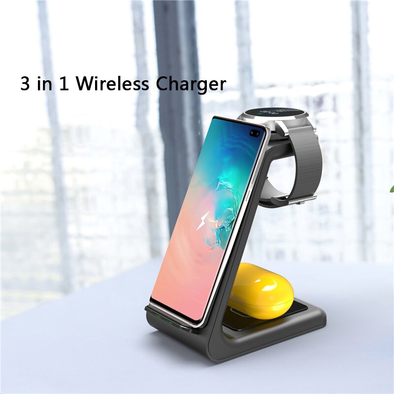 3 in 1 QI Wireless Charger For Samsung iPhone Fast Charger For Samsung Watch Active Galaxy Buds iWatch 2 3 4 5 for Airpods CD31