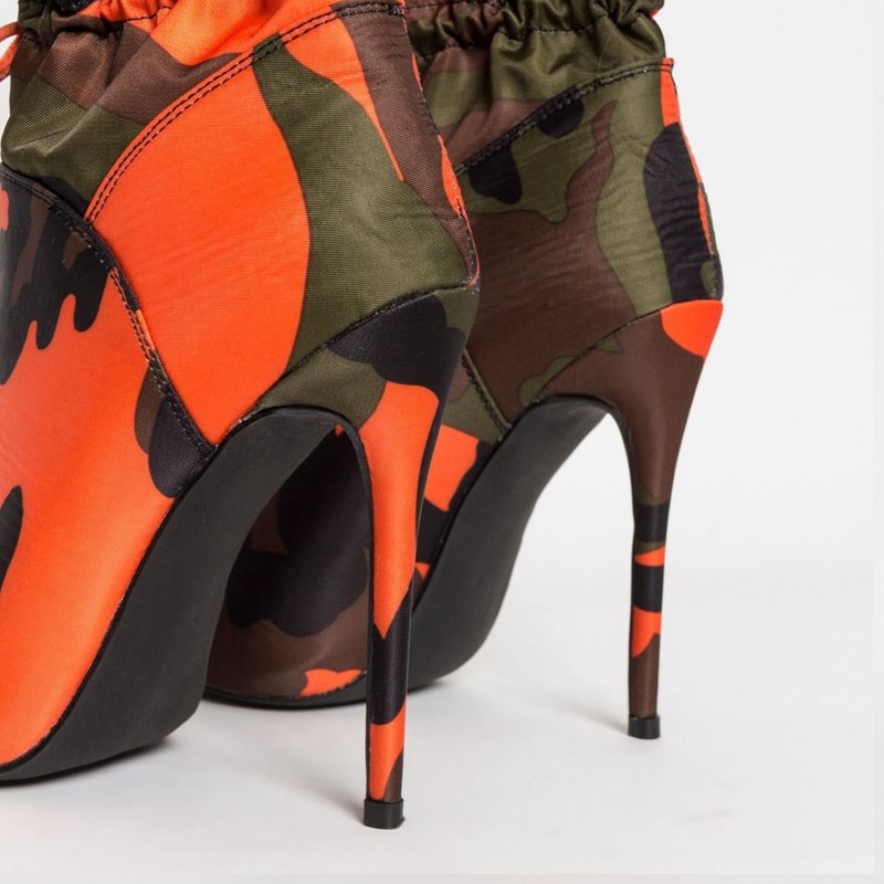 Wetkiss camouflage boots dam mid kalv boot vinterskor kvinnliga stilettklackar skor dam spetsiga tå elastiska partyskor