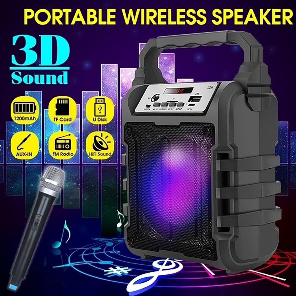 Portable Bluetooth Speaker TF AUX FM Radio Stereo Subwoofer with Microphone
