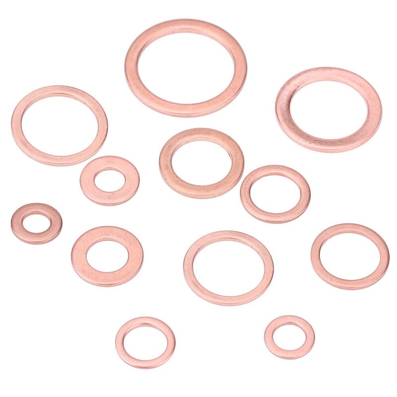 280Pcs Assorted Solid Copper Crush Washers Seal Flat Ring Hydraulic Fittings Set