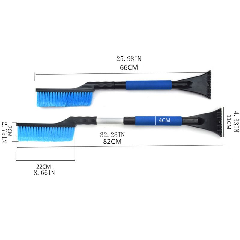 Multifunction Adjustable 2 in 1 Car Ice Scraper with Brush Window Roof Snow Removal Tool Detachable Outdoor Durable