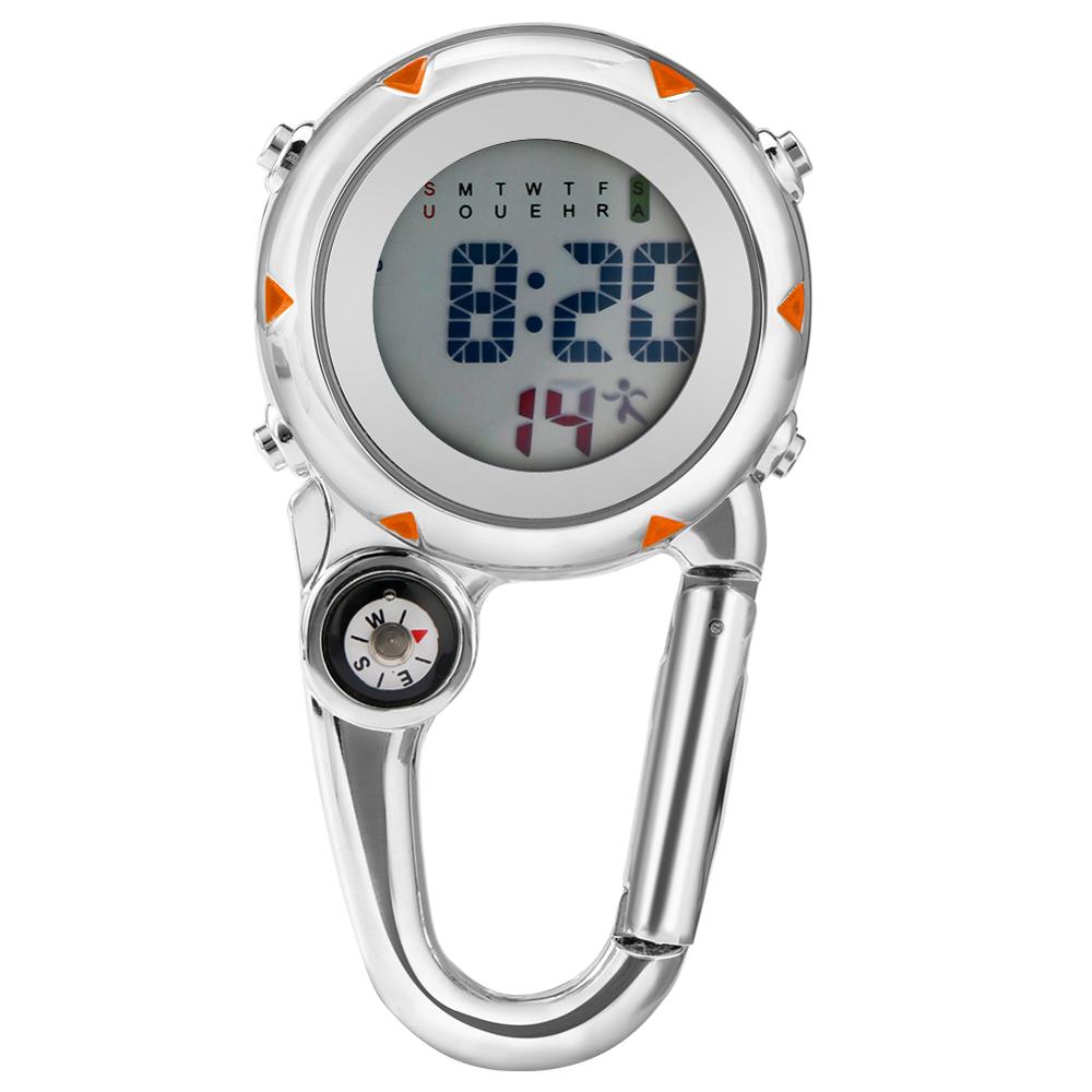 Multifunction Hook Up Carabiner Watch Sports Digital Watches Portable Mini Clip On Watch Clip Watch for Men Women: orange