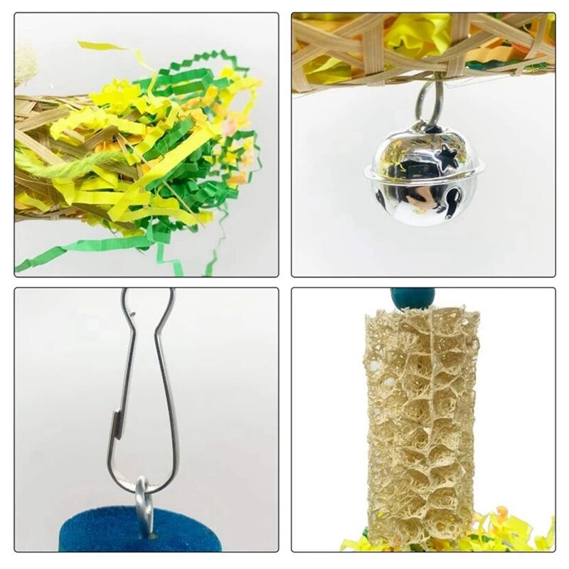 Bird Parrot Shredding Toys Chewing Foraging Hanging Cage Paper Strings Wire Drawing Ball Toys Relieve Boredom