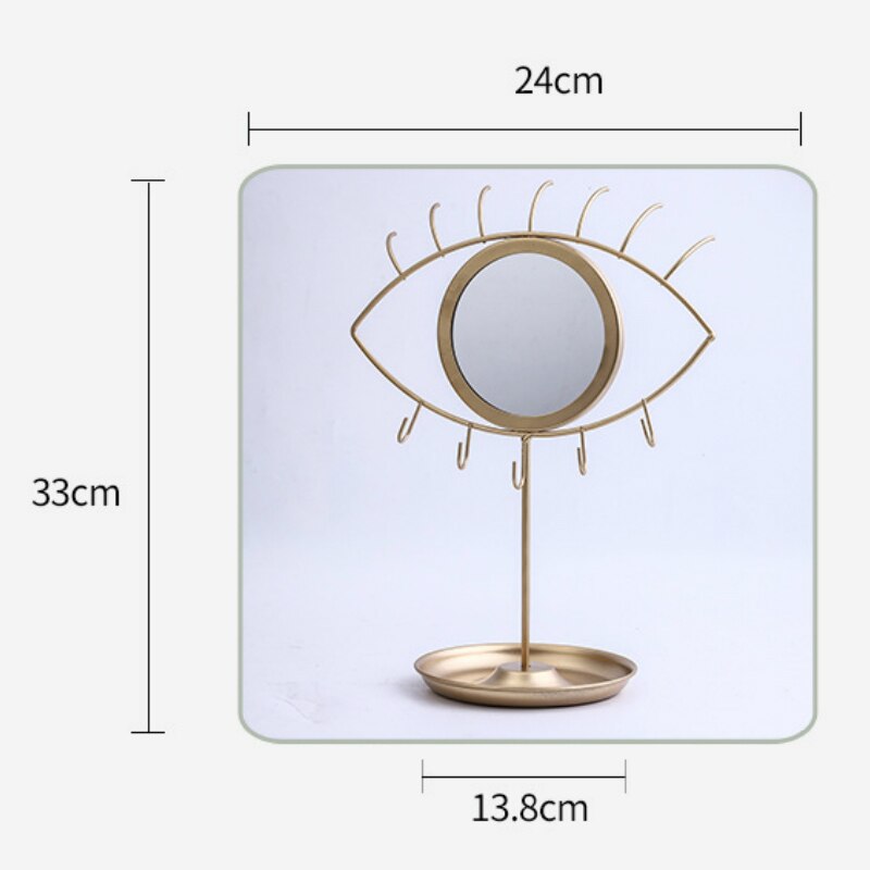 Nordisk guld bord dekorativ ögonspegel metall kawaii smink flickor toalettbord spegel vintage sminkspegel